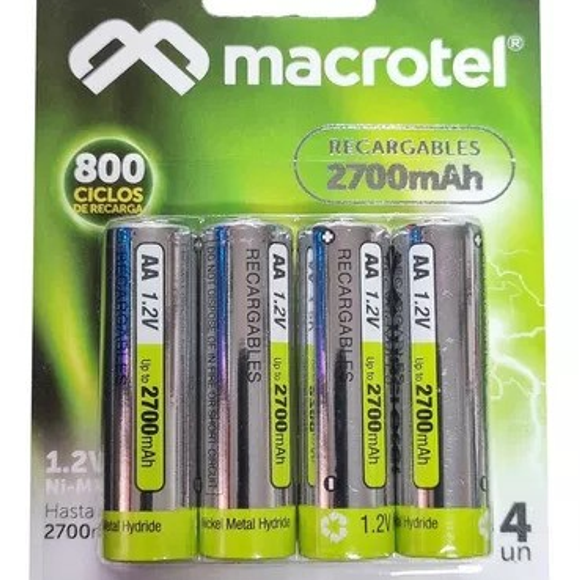 Macrotel Pilas AA Recargables 2700mAh 1