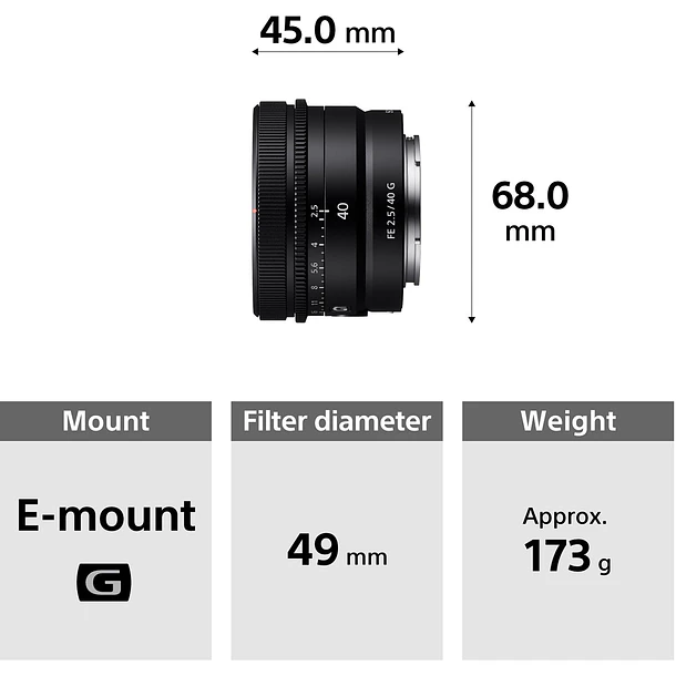 Sony Lente  FE 40mm F2.5 G    SEL40F25G 6