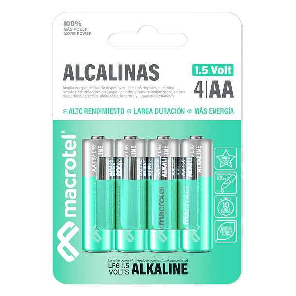 Macrotel 4 Pilas AA Alcalinas 1.5V 2