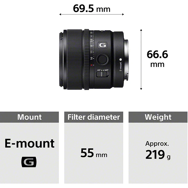 Sony Lente E 15mm F1.4 G    SEL15F14G 16
