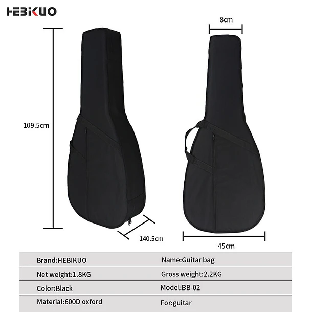 Hebikuo Softcase De Guitarra Acustica Bb02 2