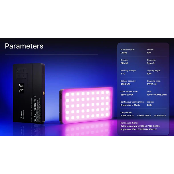 Ulanzi PL-01 LT002 Luz LED de 7