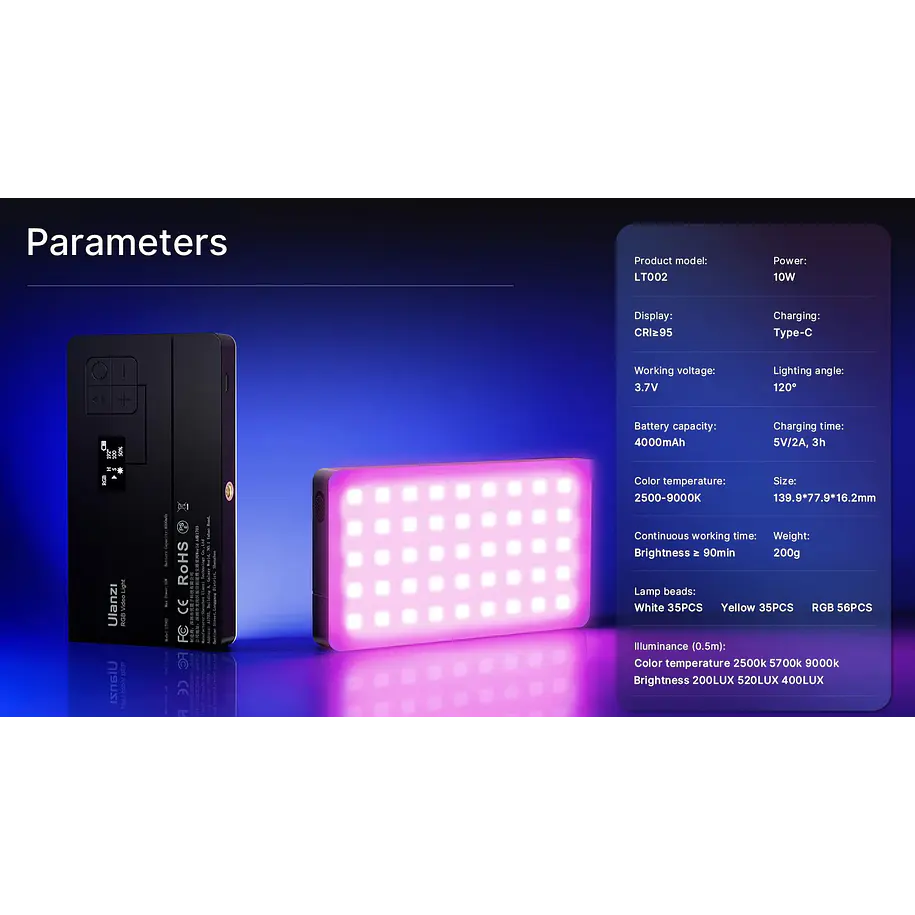Ulanzi PL-01 LT002 Luz LED de 7