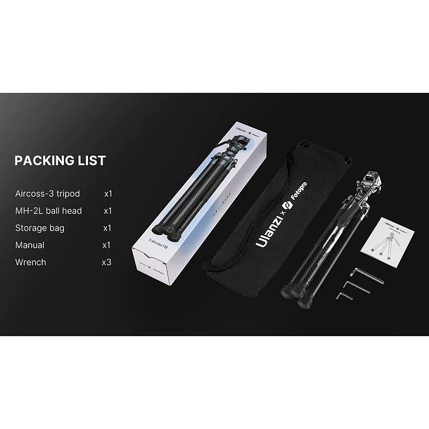 Ulanzi X-Aircross F38 Trípode Video Ideal Para Viajes UL-3318 de Fibra de Carbono 20