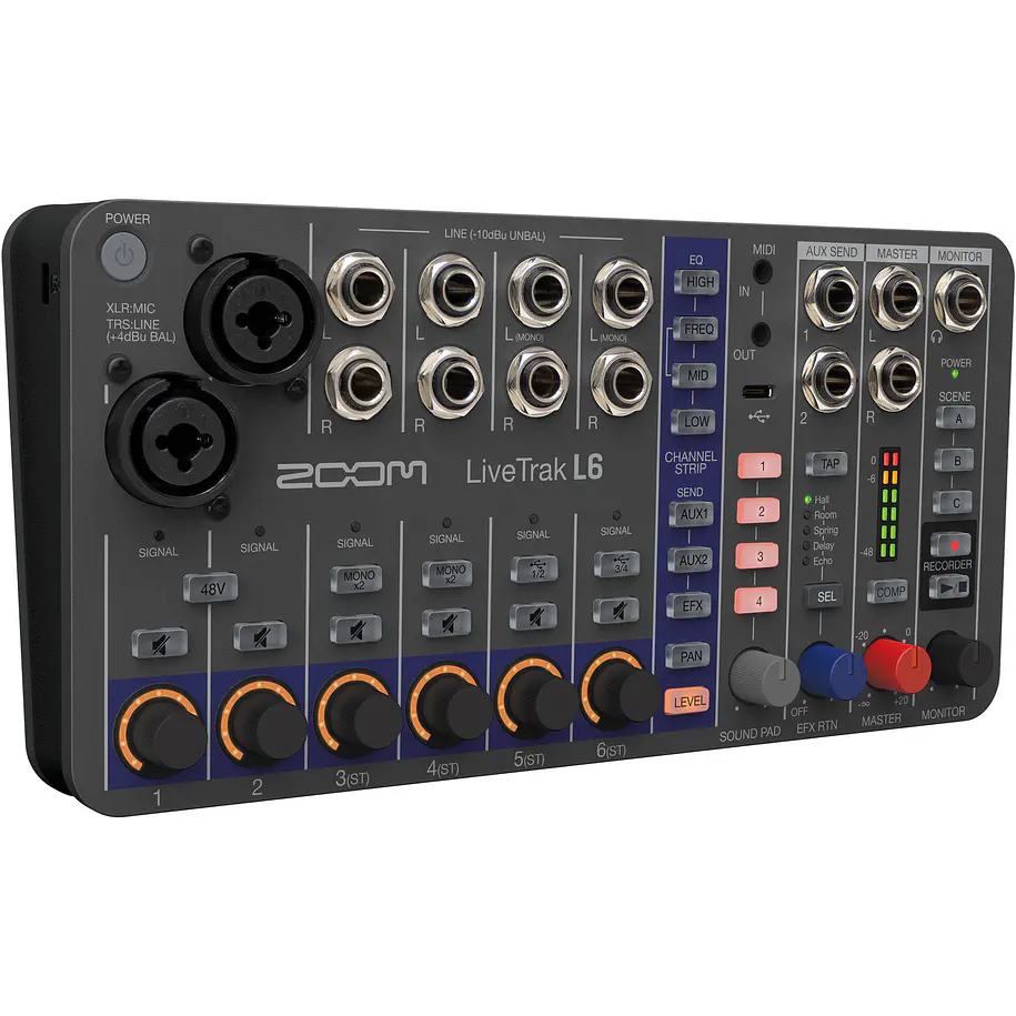 Zoom LiveTrak L-6 Mezclador Digital Portátil de 6 Canales y Grabadora Multipista  L6 1
