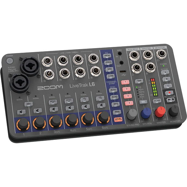 Zoom LiveTrak L-6 Mezclador Digital Portátil de 6 Canales y Grabadora Multipista  L6 2