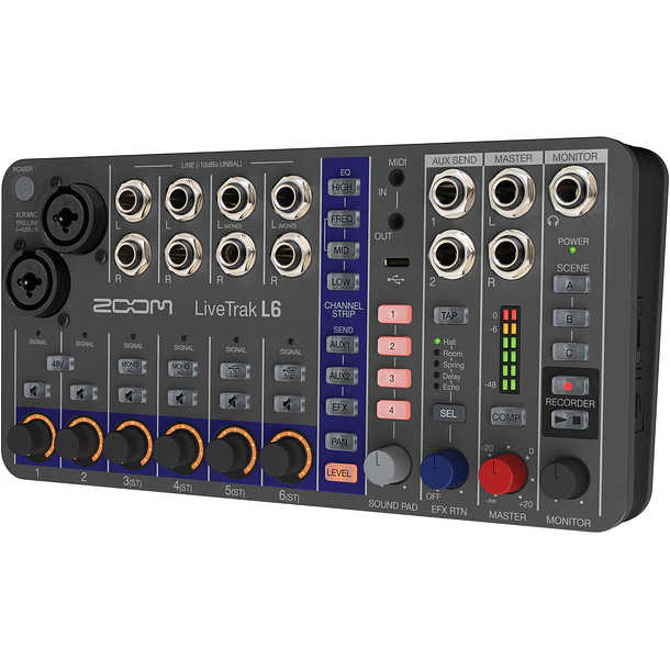 Zoom LiveTrak L-6 Mezclador Digital Portátil de 6 Canales y Grabadora Multipista  L6 5
