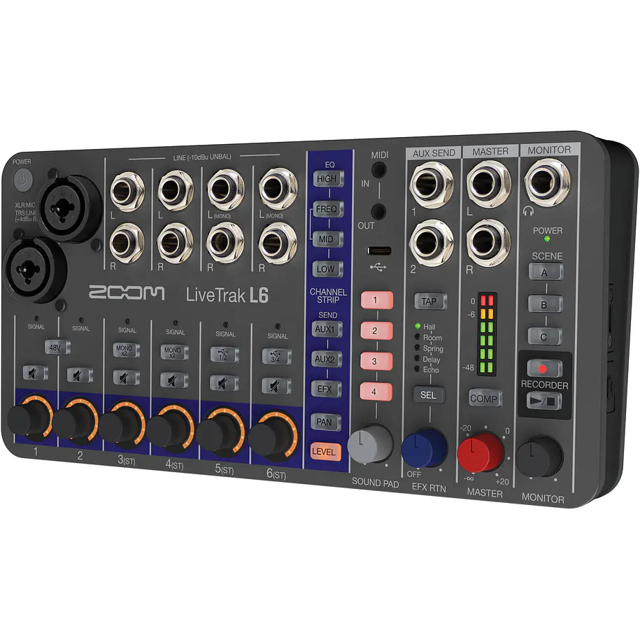 Zoom LiveTrak L-6 Mezclador Digital Portátil de 6 Canales y Grabadora Multipista  L6 5