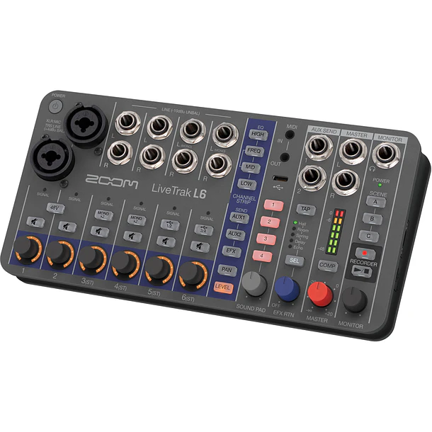 Zoom LiveTrak L-6 Mezclador Digital Portátil de 6 Canales y Grabadora Multipista  L6 6