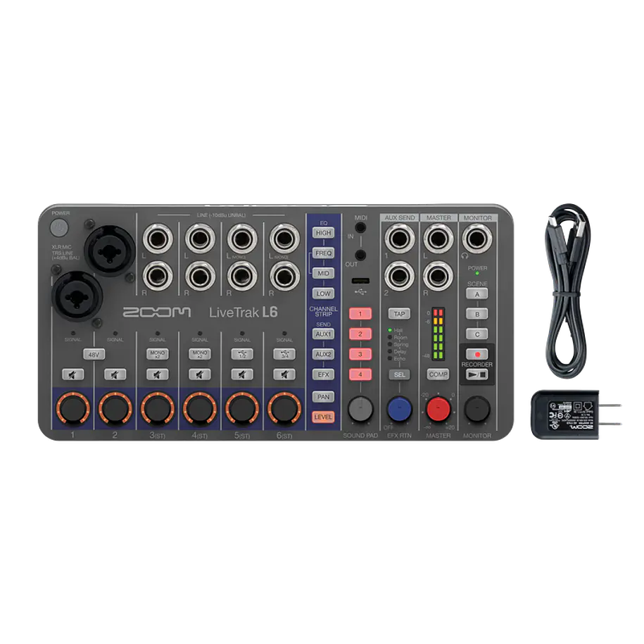 Zoom LiveTrak L-6 Mezclador Digital Portátil de 6 Canales y Grabadora Multipista  L6 17