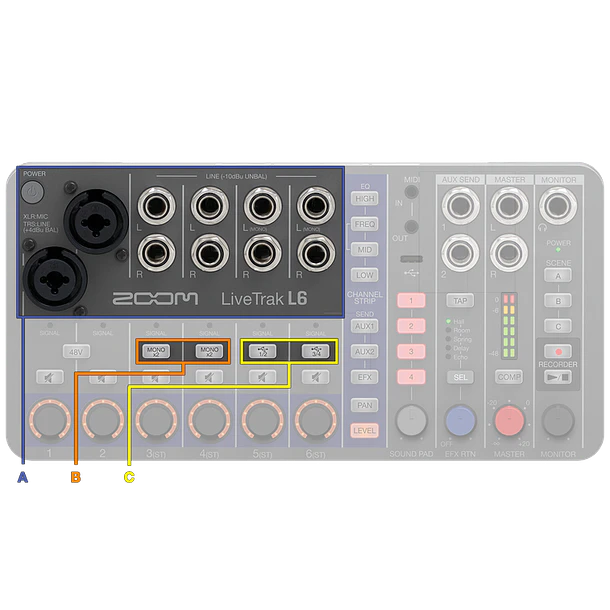 Zoom LiveTrak L-6 Mezclador Digital Portátil de 6 Canales y Grabadora Multipista  L6 18