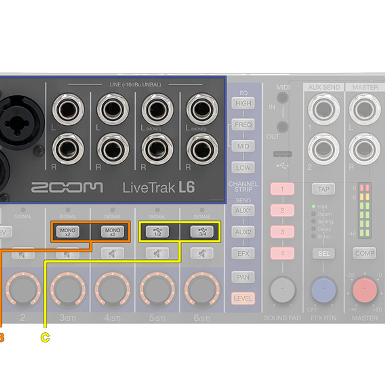 Zoom LiveTrak L-6 Mezclador Digital Portátil de 6 Canales y Grabadora Multipista  L6 18
