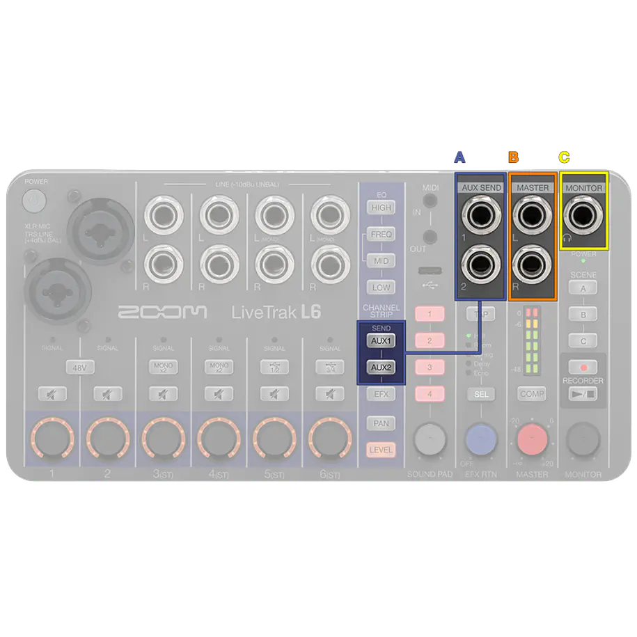 Zoom LiveTrak L-6 Mezclador Digital Portátil de 6 Canales y Grabadora Multipista  L6 19