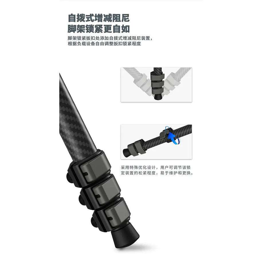 Triopo TS-254B+X2 Trípode de Fibra de Carbono Para Cámaras de Hasta 5Kg 9
