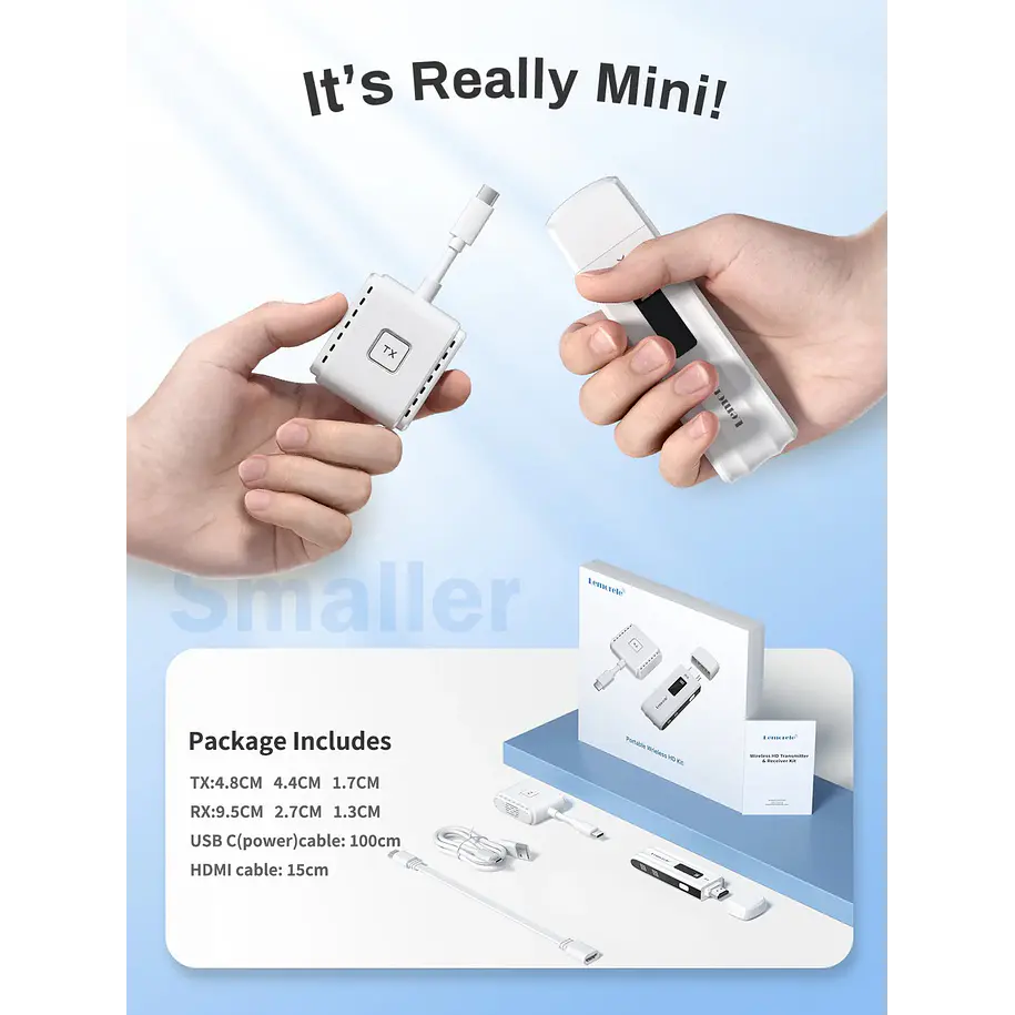 Lemorele P300 Transmisor Inalámbrico USB-C a HDMI Multi-Device 3