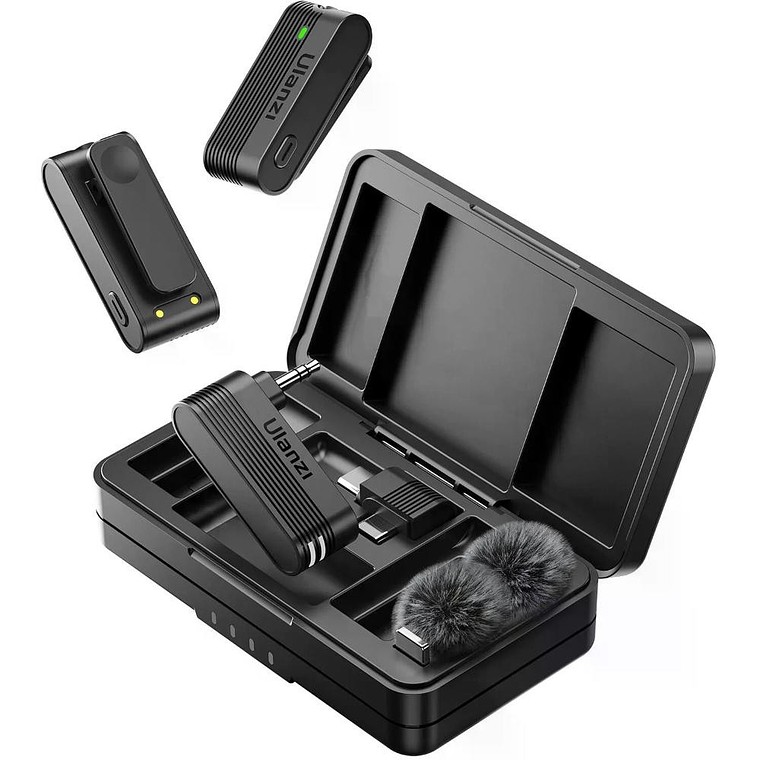 Ulanzi A100 Micrófono Doble Inalámbrico USB-C y 3.5mm (TRS) Con Caja de Carga 1