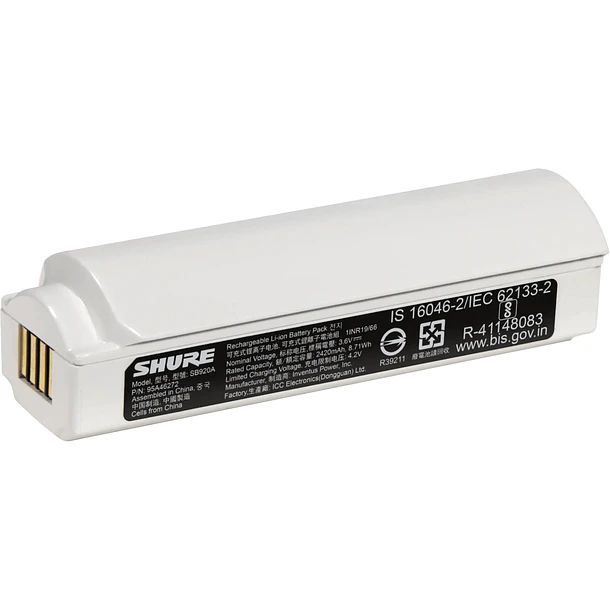 Shure Bateria De Ion Litio Recargable Para Microfono Inalambrico Adx2 1