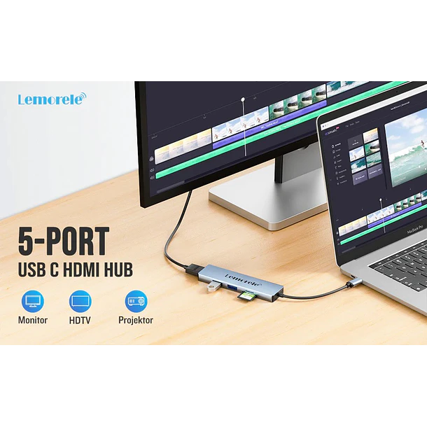 Lemorele TC18  Hub USB-C  5 en 1 Transforma tu Espacio de Trabajo 2