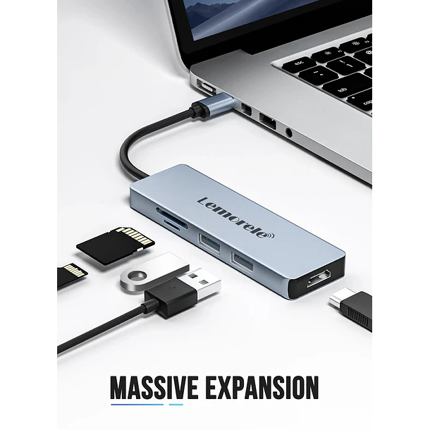 Lemorele TC18  Hub USB-C  5 en 1 Transforma tu Espacio de Trabajo 3