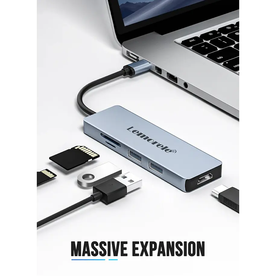 Lemorele TC18  Hub USB-C  5 en 1 Transforma tu Espacio de Trabajo 3