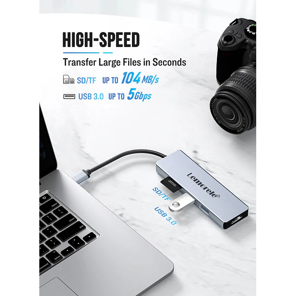 Lemorele TC18  Hub USB-C  5 en 1 Transforma tu Espacio de Trabajo 4