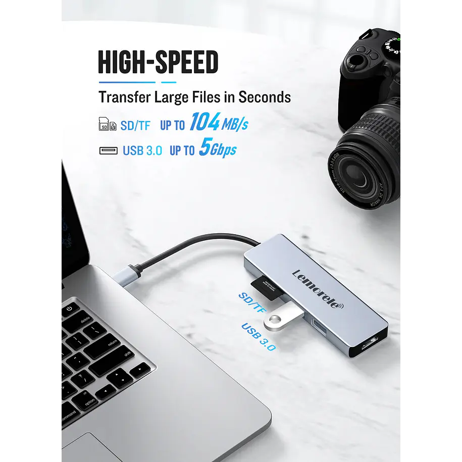 Lemorele TC18  Hub USB-C  5 en 1 Transforma tu Espacio de Trabajo 4