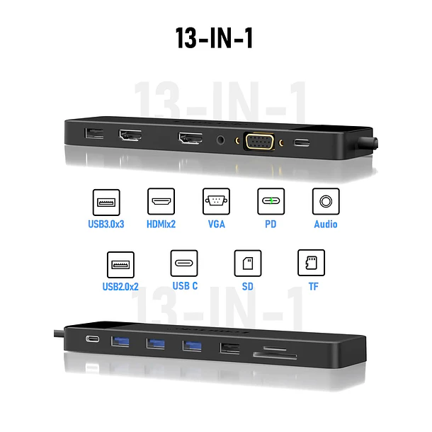 Lemorele TC200  Estación Docking USB-C 13 en 1 4
