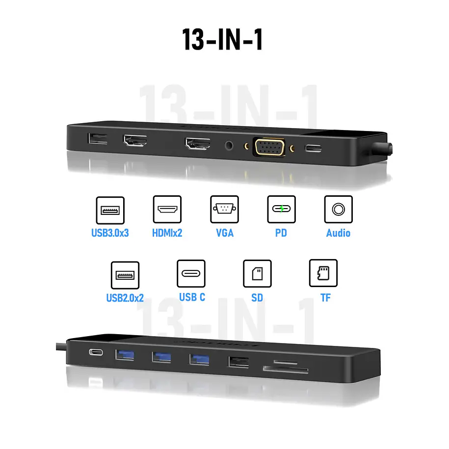 Lemorele TC200  Estación Docking USB-C 13 en 1 4