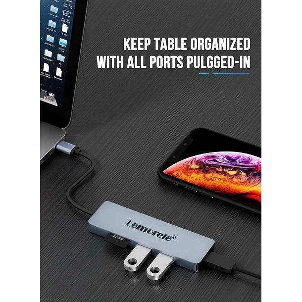 Lemorele TC18  Hub USB-C  5 en 1 Transforma tu Espacio de Trabajo 8