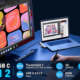 Lemorele TC52 Hub USB-C 7 en 2 para MacBook Pro y Air – Alta velocidad, diseño compacto y máxima compatibilidad