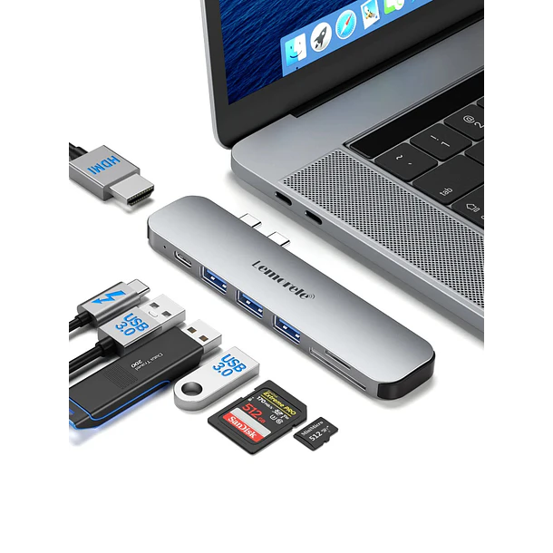 Lemorele TC52 Hub USB-C 7 en 2 para MacBook Pro y Air – Alta velocidad, diseño compacto y máxima compatibilidad 5