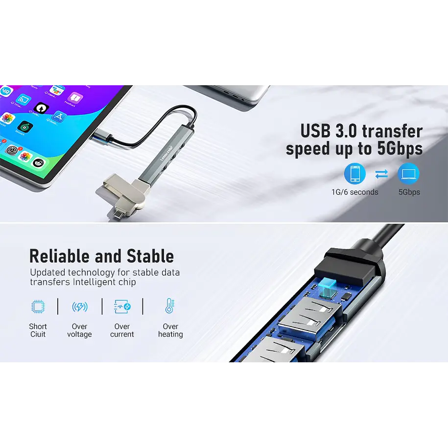Lemorele TC53 Expansión Inteligente Para Tus Dispositivos USB-A 3