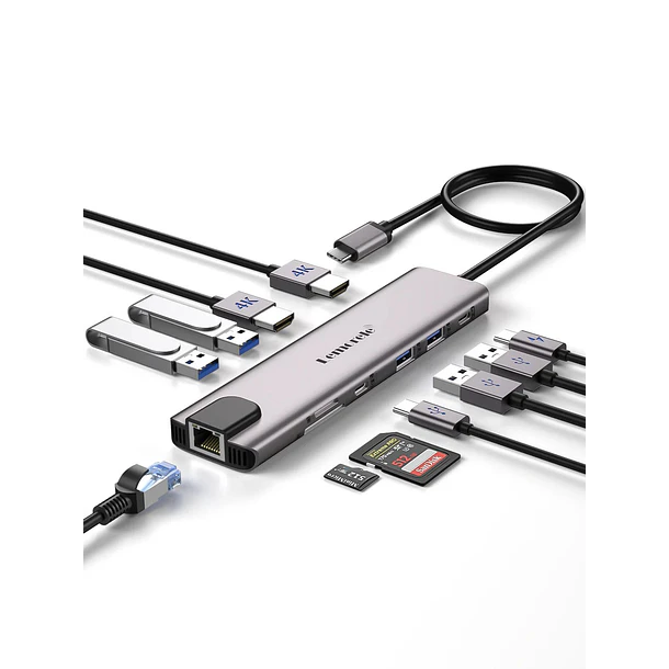Lemorele TC65L Doble Salida HDMI y HUB USB-C  11 en 1 1