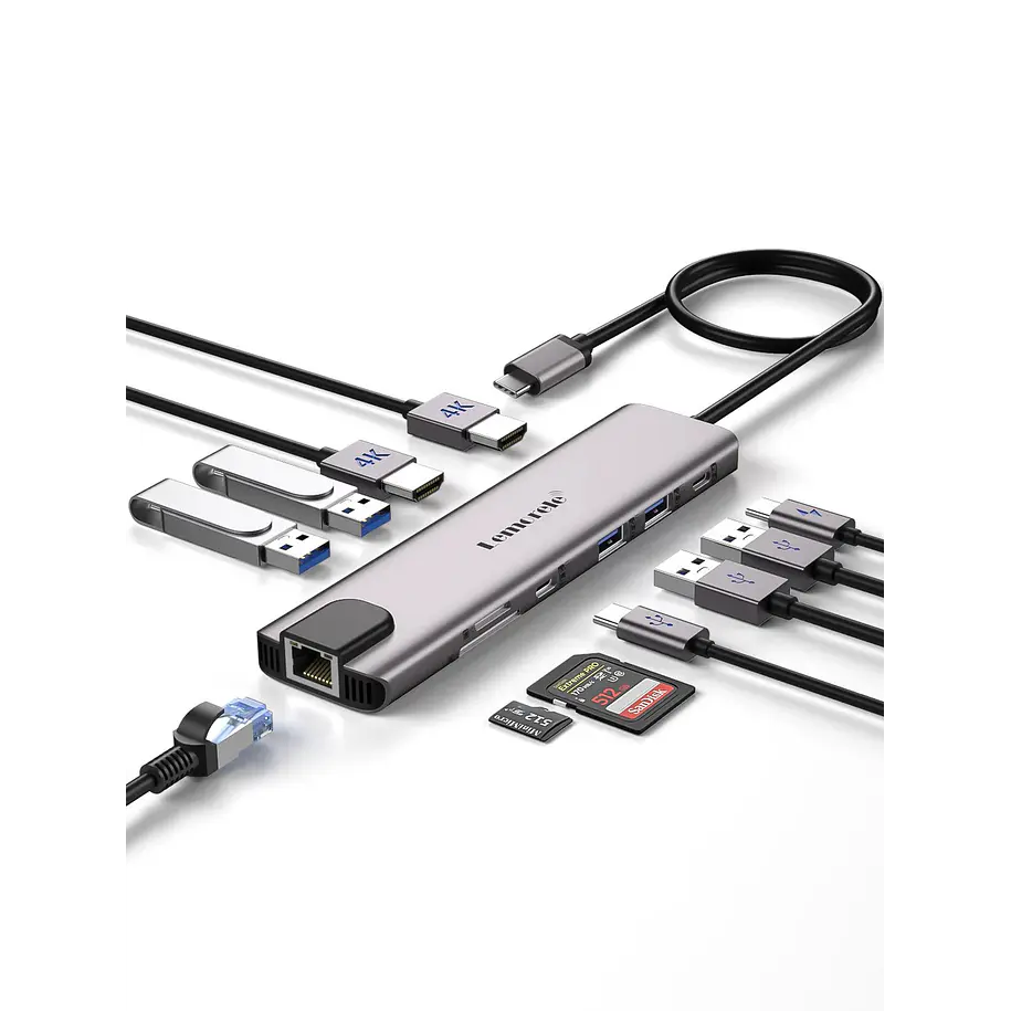 Lemorele TC65L Doble Salida HDMI y HUB USB-C  11 en 1 1