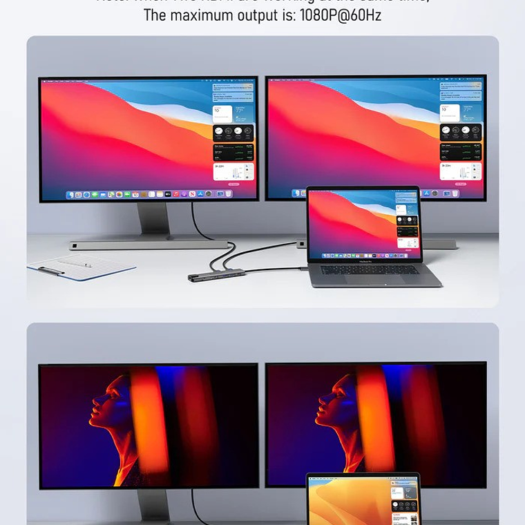 Lemorele TC65L Doble Salida HDMI y HUB USB-C  11 en 1 4