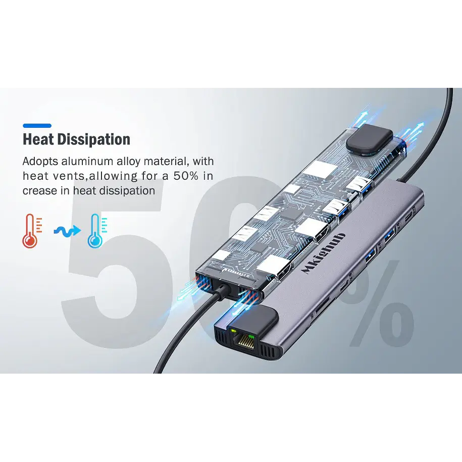 Lemorele TC65L Doble Salida HDMI y HUB USB-C  11 en 1 8