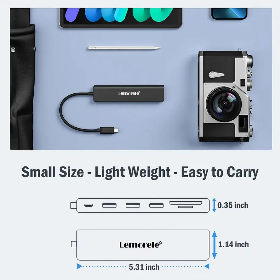 Lemorele TC70L Hub USB-C 7 en 1 con HDMI,  lector SD y Micro SD 3