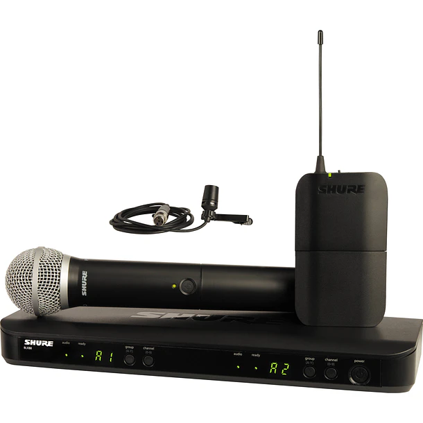 Shure Sistema Dos Canales Receptor Y Transmisor Incluido Microfono De Mano Pg58 Y Blx1/Cvl En Banda M15 1