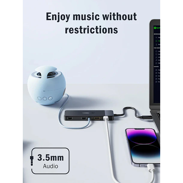 Lemorele TC94  Docking Station USB-C 10 en 1 con Triple Salida de Video y Audio 3,5 mm 3
