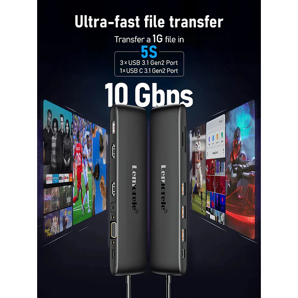 Lemorele TC97 – Estación Docking USB-C 12 en 1 3