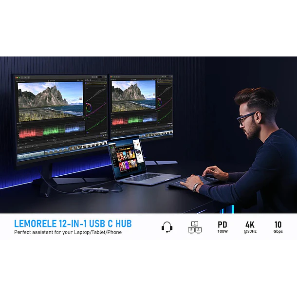 Lemorele TC97 – Estación Docking USB-C 12 en 1 10