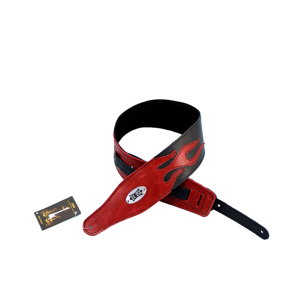 Guitar Solutions Wcst-Fl Correa Guitarra Cuero Custom Deluxe 8.5 Cm Flama Guitar Solutions 1