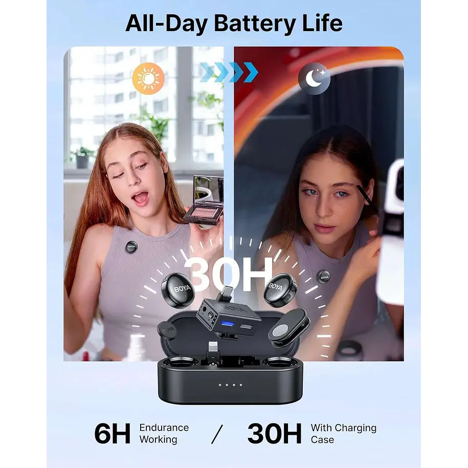 Boya BY-BOYALINK 3-04 Micrófono con IA Conectores USB-C y Lightning (Sin Caja de Carga) 4