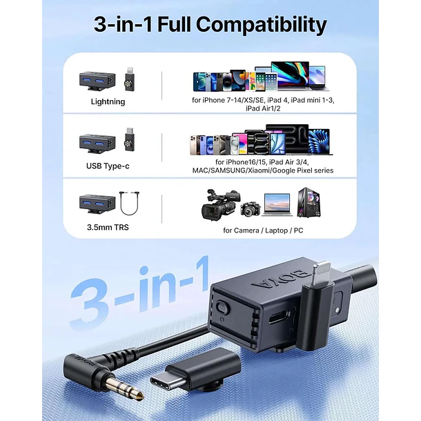 Boya BY-BOYALINK 3-04 Micrófono con IA Conectores USB-C y Lightning (Sin Caja de Carga) 8
