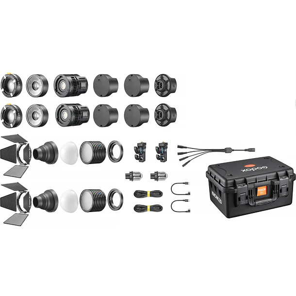 Godox MS60R 2K Kit 2 Luces 60W Con Múltiples Accesorios y Maleta 1