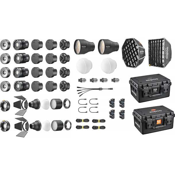 Godox MS60R 4K Kit 4 Luces 60W Con Múltiples Accesorios y Maleta 1