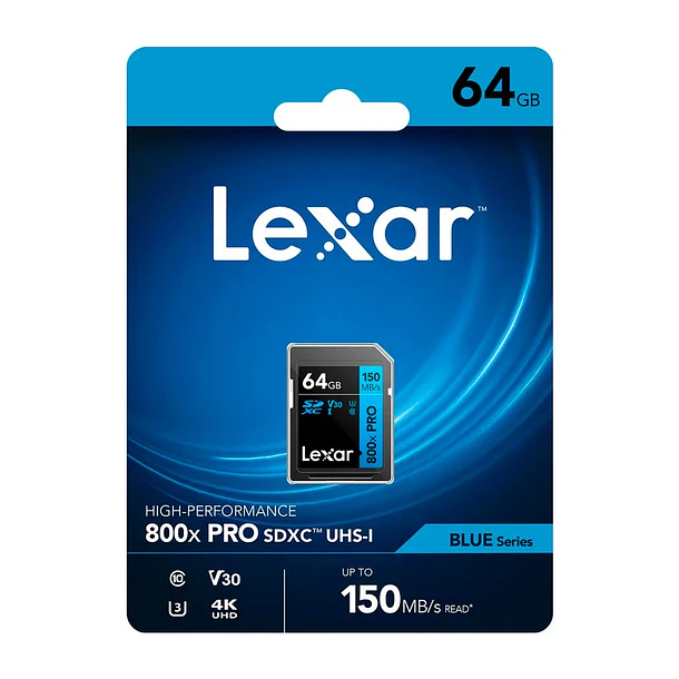 Lexar Tarjeta de Memoria SD Lexar 64GB 800x PRO UHS-I SDXC 4