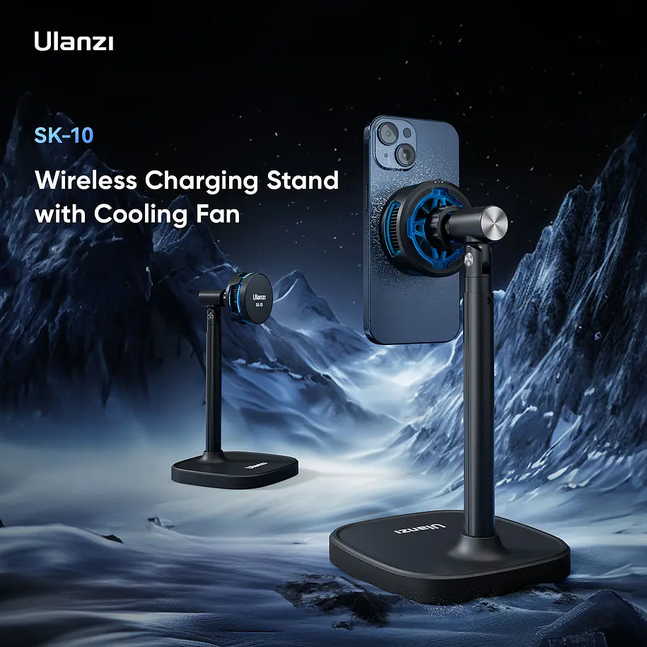 Ulanzi SK-10 Soporte Magnético de Teléfonos Con Cargador Inalámbrico y Cooler 10
