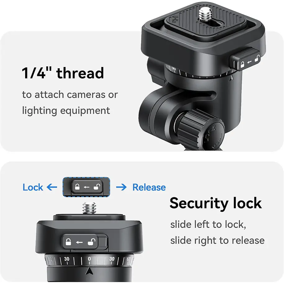 Ulanzi TH02 Cabezal de Bola Para Pie de Iluminación 360 Grados 5