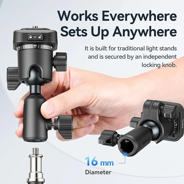 Ulanzi TH02 Cabezal de Bola Para Pie de Iluminación 360 Grados 10